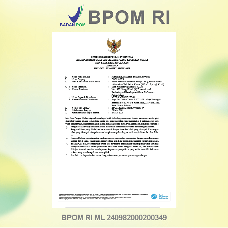 Cool-Vita Minuman Rasa Buah dan Sayuran